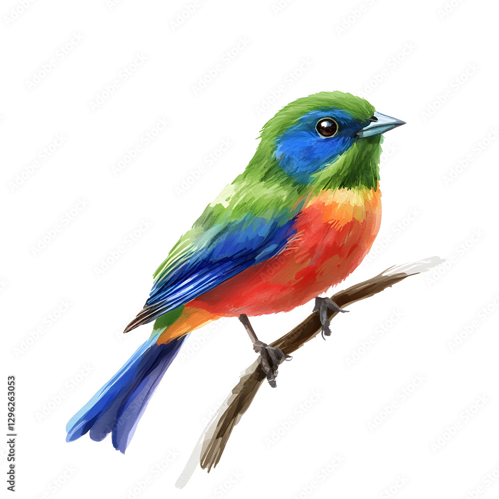 Obraz premium Painted Bunting with Dazzling Blue and Green