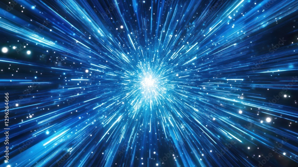 Blue light speed cosmic travel, stars background, science fiction Blue light speed cosmic travel, stars background, science fiction