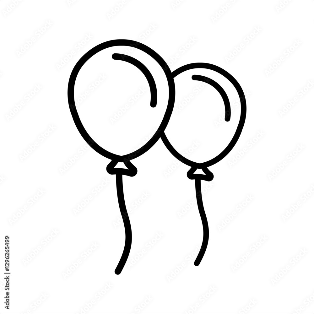 balloon icon, using black and white color with line design style, balloon outline icon. Various shapes of balloons for birthday, party icon balloon icon, using black and white color with line design style, balloon outline icon. Various shapes of balloons for birthday, party icon