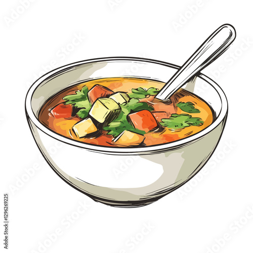 Sopa de Lima minimalist 2D vector graphic illustration sketch on a white background.

