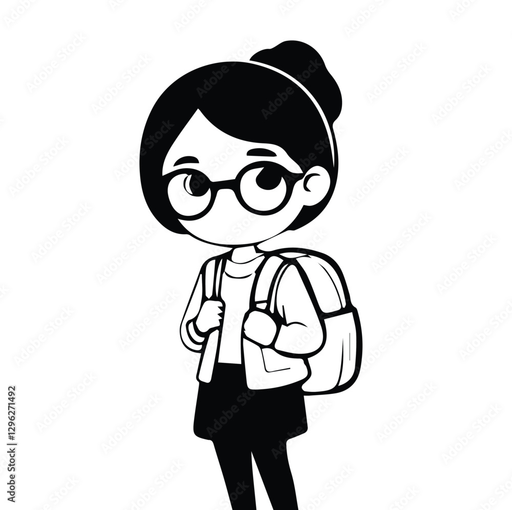 Chibi girl with backpack and glasses
Chibi girl with backpack and glasses