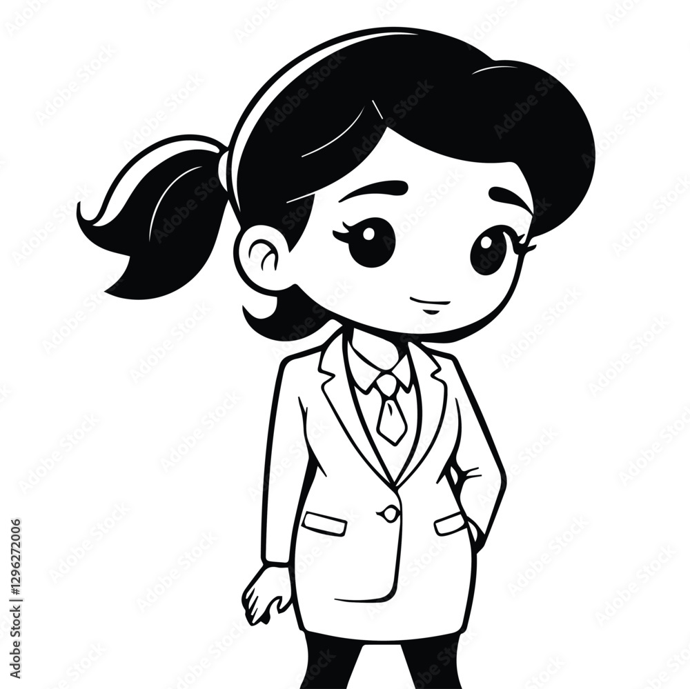 Chibi girl in formal attire with ponytail
Chibi girl in formal attire with ponytail