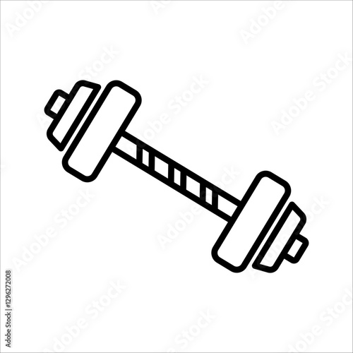 Dumbbell icons set in outlined and filled flat style. Gym heavy strength training dumbbell line pictograms. Weight lifting dumbbell signs.