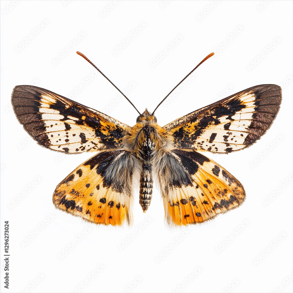 Obraz premium Parnassius mnemosyne isolated specimen on white background. Generative AI
