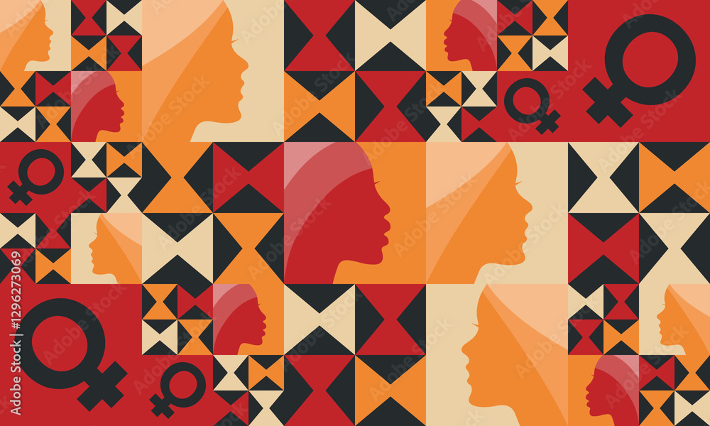 Women's History Month. Celebrated annual in March, to mark women’s contribution to history. Women's Day. Equality. Female symbol. Women's rights. Girl power in world. Poster. Vector illustration Women's History Month. Celebrated annual in March, to mark women’s contribution to history. Women's Day. Equality. Female symbol. Women's rights. Girl power in world. Poster. Vector illustration