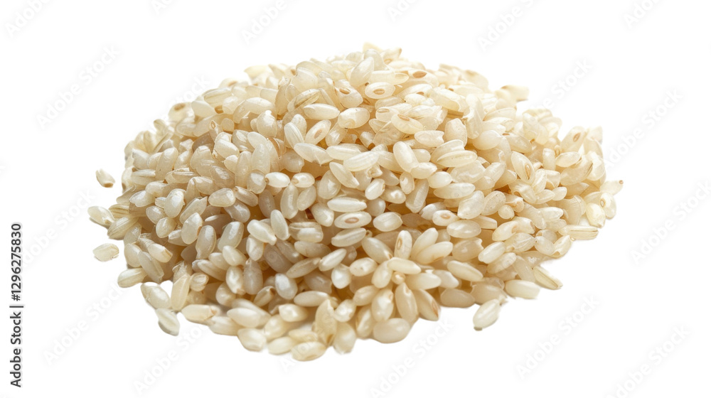 Pile of brown rice grains forming a small mound on transparent background Pile of brown rice grains forming a small mound on transparent background