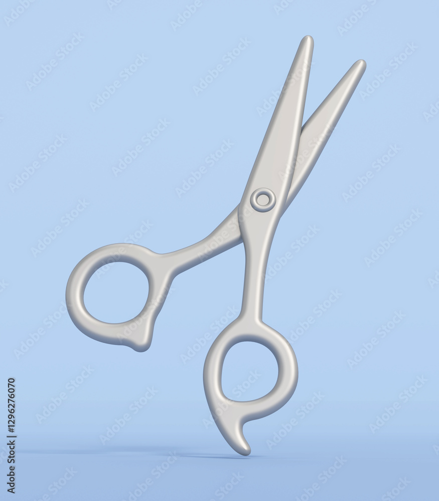 Cartoon scissors isolated on blue background. 3D illustration Cartoon scissors isolated on blue background. 3D illustration