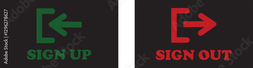 Login and logout icon set Set of sign out, Sign in vector vector collection. Open and close door symbol. Black exit and enter arrow, trendy flat style isolated on transparent background.