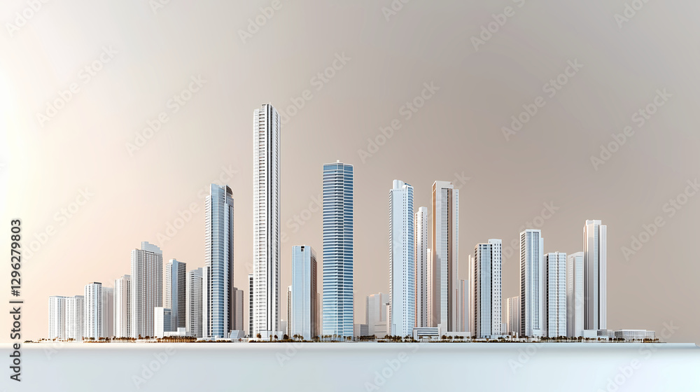 Obraz premium City blueprint skyscraper rendering