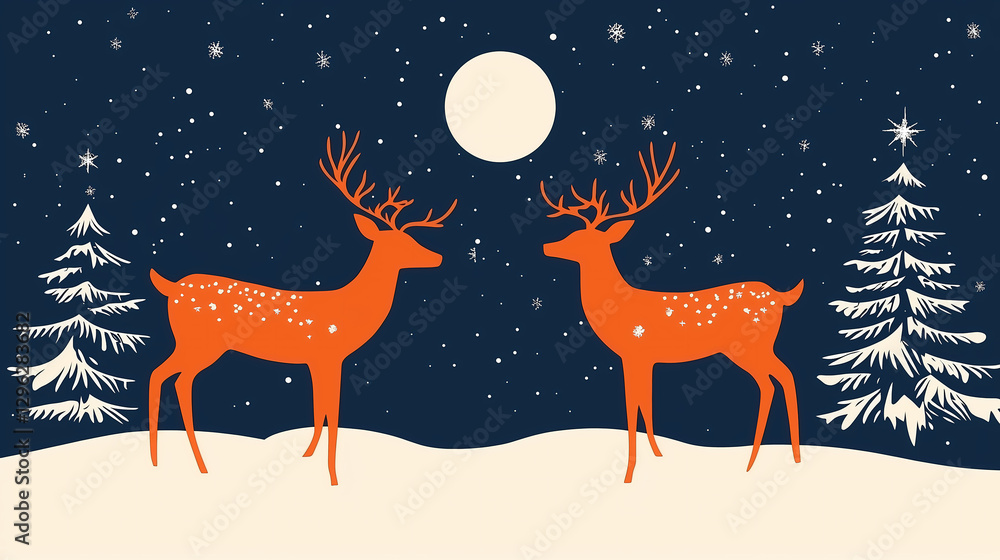 Cute deer in the snow at Christmas Cute deer in the snow at Christmas