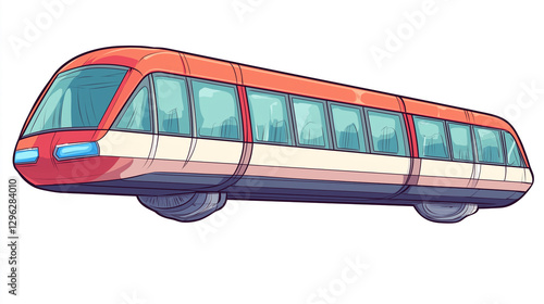 Digital art of Monorail, vehicle artwork, isolated on white