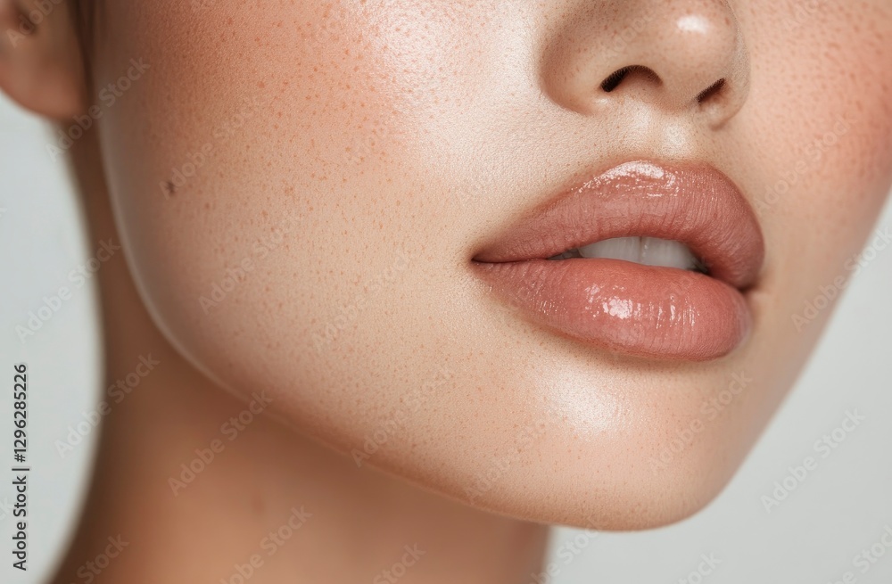 Close-up of a beautiful Asian woman with clean, healthy skin on a white background. This beauty portrait showcases her perfect face and neck, embodying a minimalist aesthetic. Close-up of a beautiful Asian woman with clean, healthy skin on a white background. This beauty portrait showcases her perfect face and neck, embodying a minimalist aesthetic.