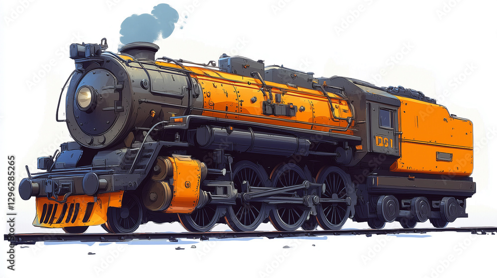 Side view of Steam locomotive, Train, vehicle illustration, white background Side view of Steam locomotive, Train, vehicle illustration, white background
