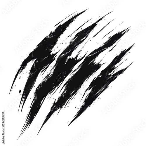 Black claw marks on white background create a dramatic effect  on transparent background