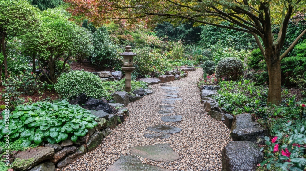 Tranquil Garden Path with Natural Textures Tranquil Garden Path with Natural Textures