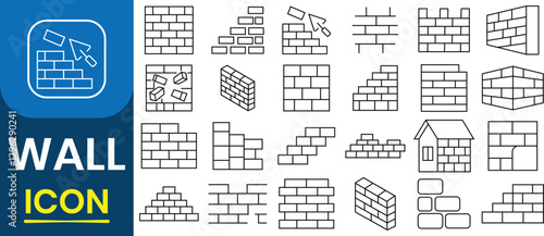 Wall icon set. Building and construction, development, barrier, side symbol. Vector illustration