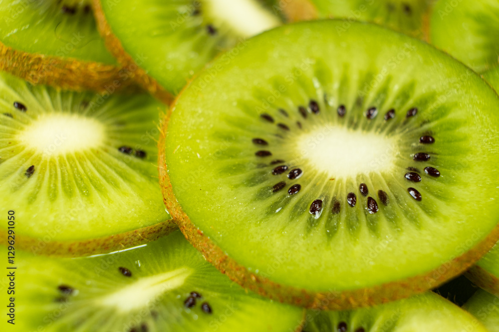 Lush Kiwi Fruit Close-Up. Green Perfection Lush Kiwi Fruit Close-Up. Green Perfection