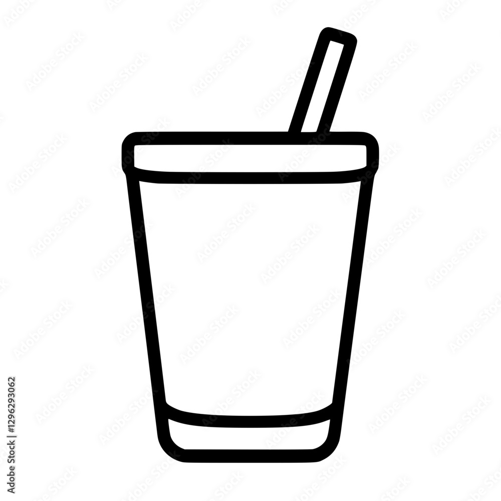 Minimalist beverage cup with a straw icon representing drinks and refreshment. Minimalist beverage cup with a straw icon representing drinks and refreshment.