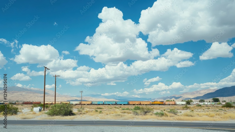 Union Pacific Train Engines Displaying American Flag in California City Union Pacific Train Engines Displaying American Flag in California City