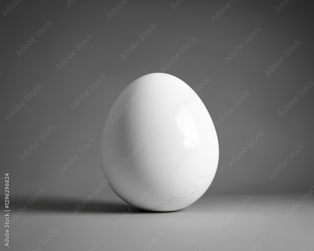 Minimalist White Egg on Gray Background for Artistic Concept Minimalist White Egg on Gray Background for Artistic Concept