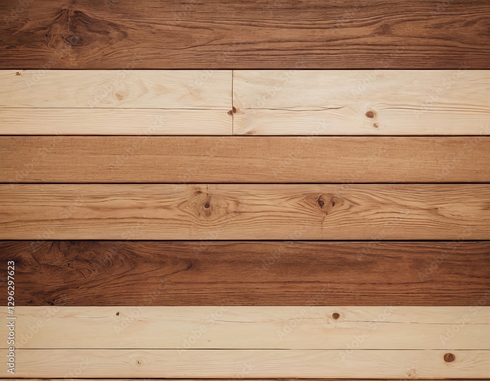 Fototapeta premium A beautiful wooden panel backdrop showcasing a mix of light and dark wood tones.