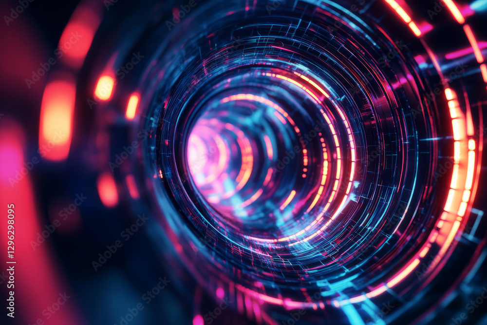 A high-tech 3D abstract background showcasing a vortex of glowing, spiraling lines, forming an intricate fractal design. The deep reflections and neon colors enhance the futuristic, cyberpunk-inspired A high-tech 3D abstract background showcasing a vortex of glowing, spiraling lines, forming an intricate fractal design. The deep reflections and neon colors enhance the futuristic, cyberpunk-inspired