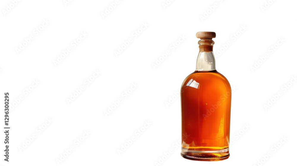 Full whiskey bottle with cork lid on transparent background Full whiskey bottle with cork lid on transparent background