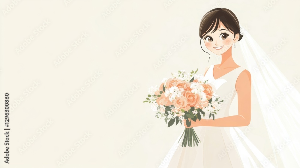 Elegant Bride and Groom in Romantic Wedding Embrace Minimalist Wedding Illustration Elegant Bride and Groom in Romantic Wedding Embrace Minimalist Wedding Illustration