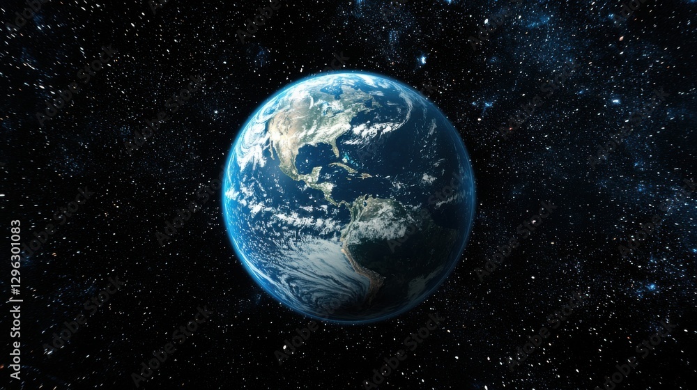 Naklejka premium Beautiful Earth in Space Surrounded by Stars and Cosmic Elements