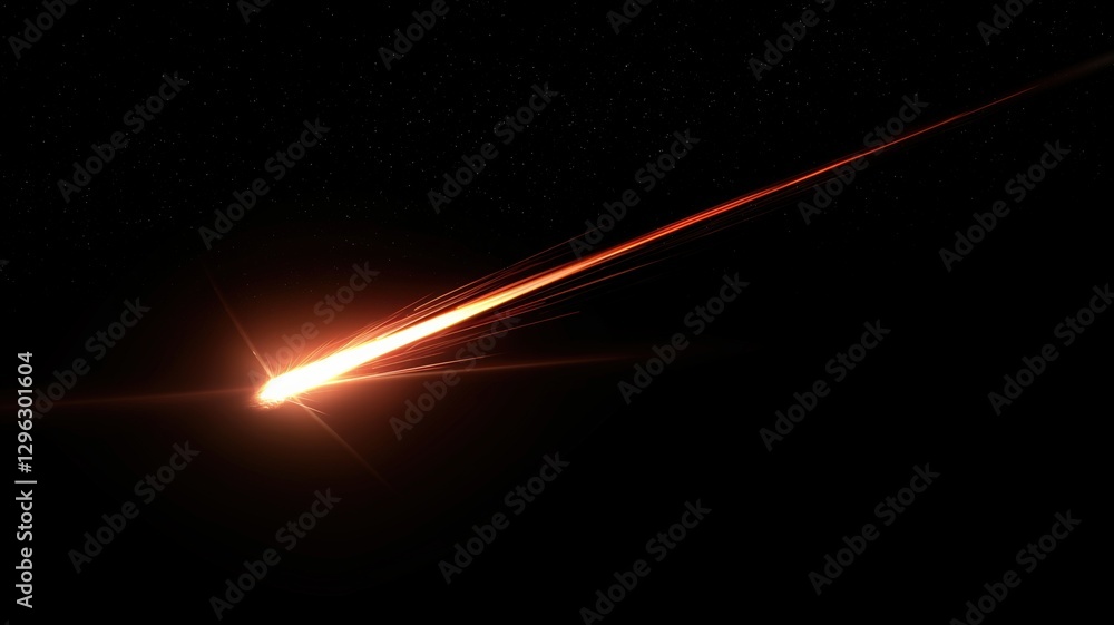 Fototapeta premium fiery meteor streaking across a dark background