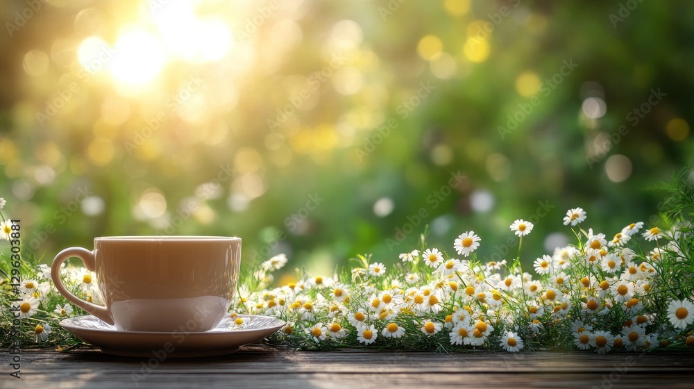 Sunrise tea garden chamomile calm morning Sunrise tea garden chamomile calm morning