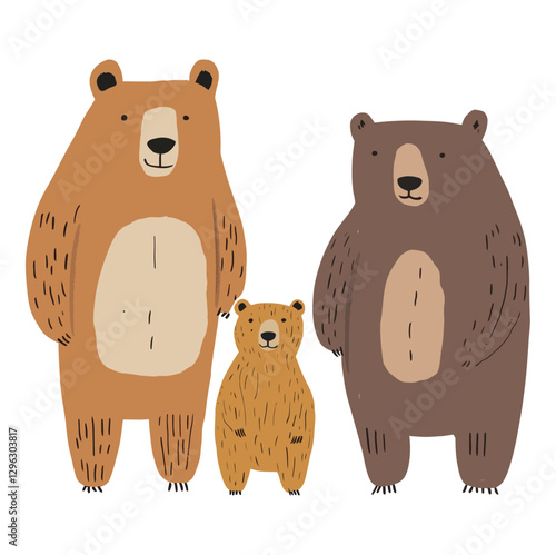 Bear family hand drawn illustration