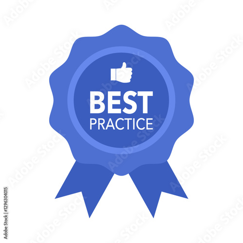 Best Practice blue label in flat design on white background.
