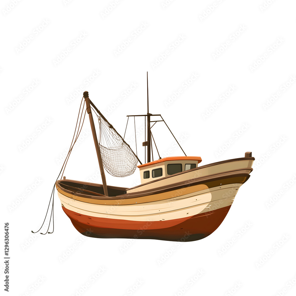 Simplistic Vector Image of a Small Fishing Boat Simplistic Vector Image of a Small Fishing Boat