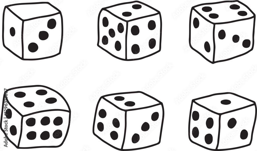 Dice icon. Craps. Six dice set. Vector illustration Dice icon. Craps. Six dice set. Vector illustration