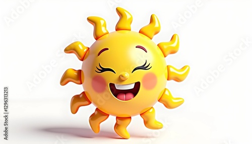 Cute Smiling Sun Character with Cheerful Expression