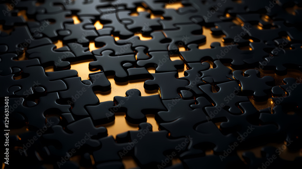 Obraz premium Black and Gold Puzzle Pieces in Abstract Style