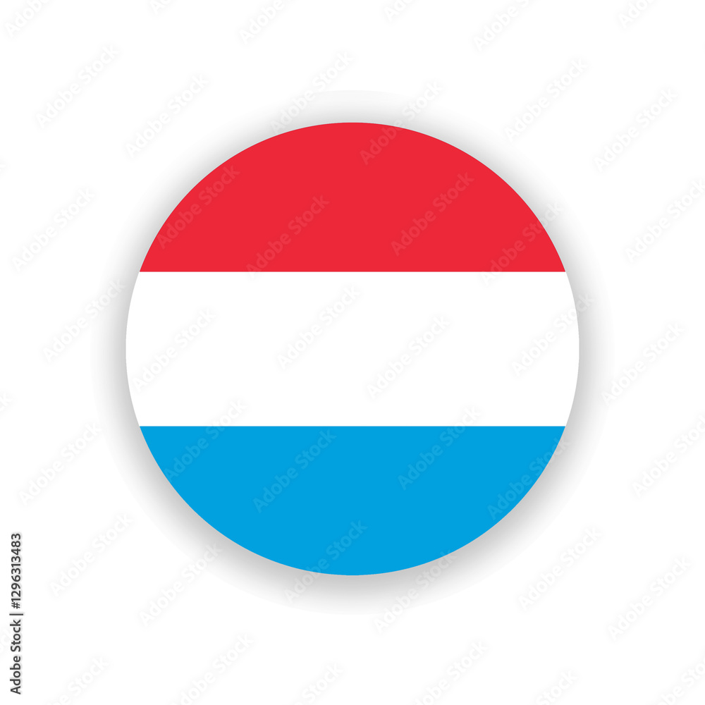 Luxembourg national flag in circle shape isolated on white. Illustration Luxembourg national flag in circle shape isolated on white. Illustration