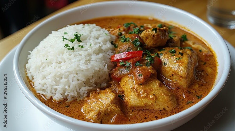 Butter chicken curry with spicy chicken and rice Butter chicken curry with spicy chicken and rice