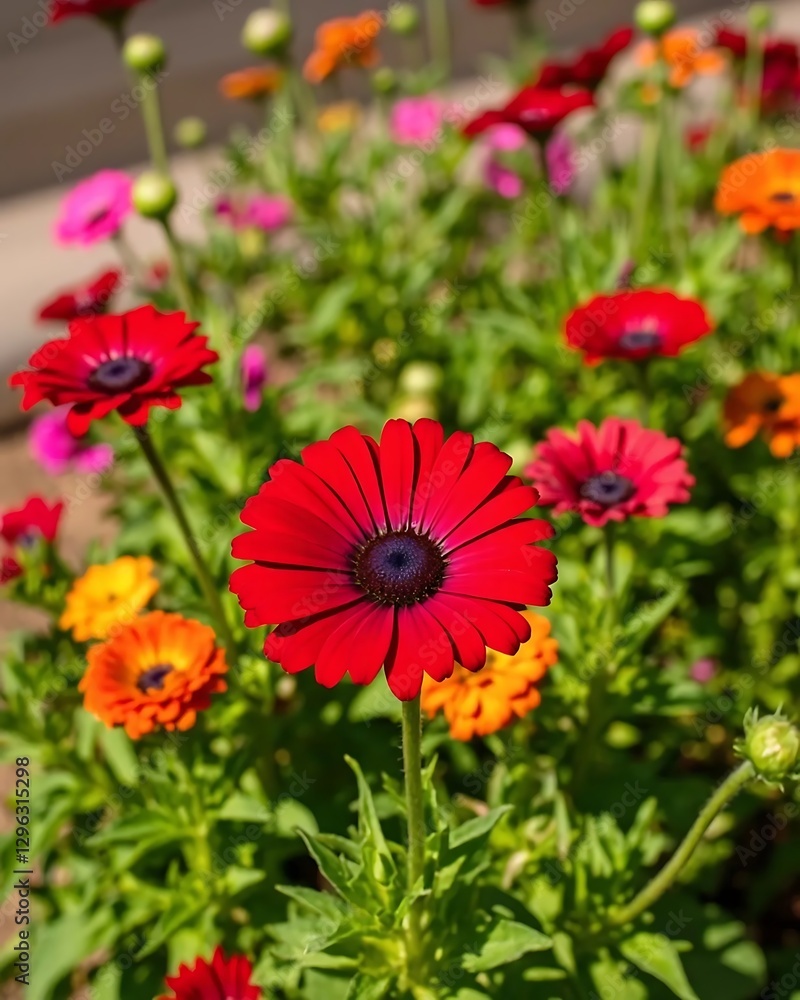 Vibrant Red Flower Bloom in Garden
