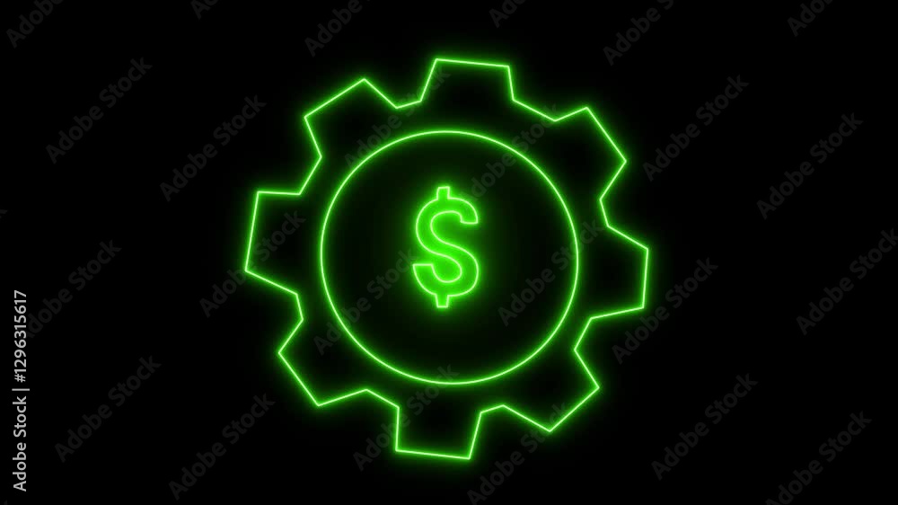 Neon line purple and cyan color Dollar, share, setting icon,Money, profit, cashflow, investment, economy, finance and success concept. 4K motion graphic animation, setting icon isolated on black backg Neon line purple and cyan color Dollar, share, setting icon,Money, profit, cashflow, investment, economy, finance and success concept. 4K motion graphic animation, setting icon isolated on black backg