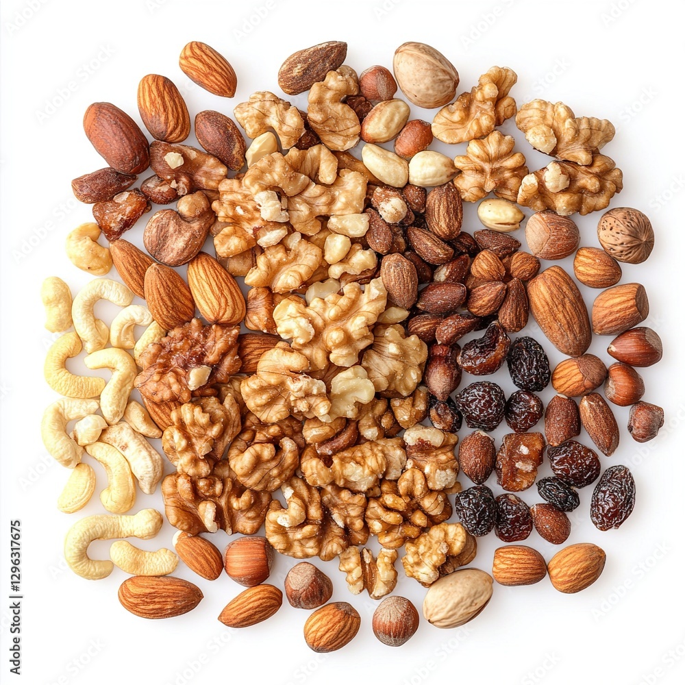 Mix of nuts and dry fruits on transparent background isolated on white background Mix of nuts and dry fruits on transparent background isolated on white background