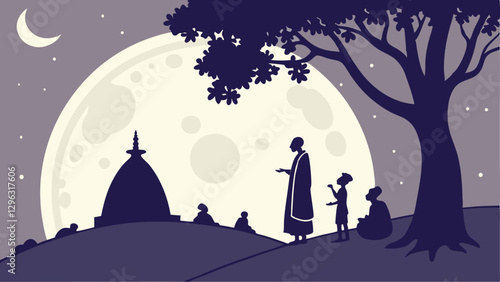 happy guru purnima silhouette at night