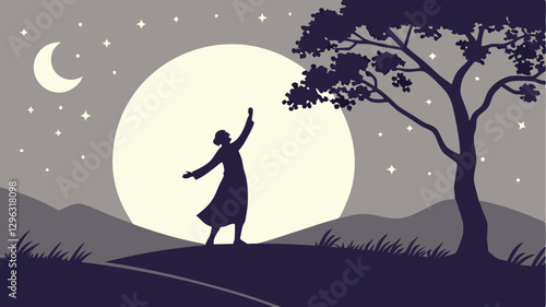 happy guru purnima silhouette at night