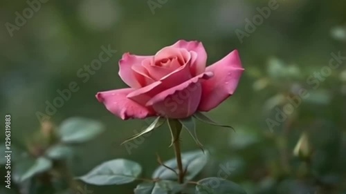 Wallpaper Mural A Single Perfect Pink Rose in Soft Focus, Blossoming with Grace and Delicate Petals Torontodigital.ca