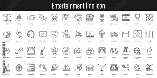 Entertainment outline web icon. Art and culture line icons