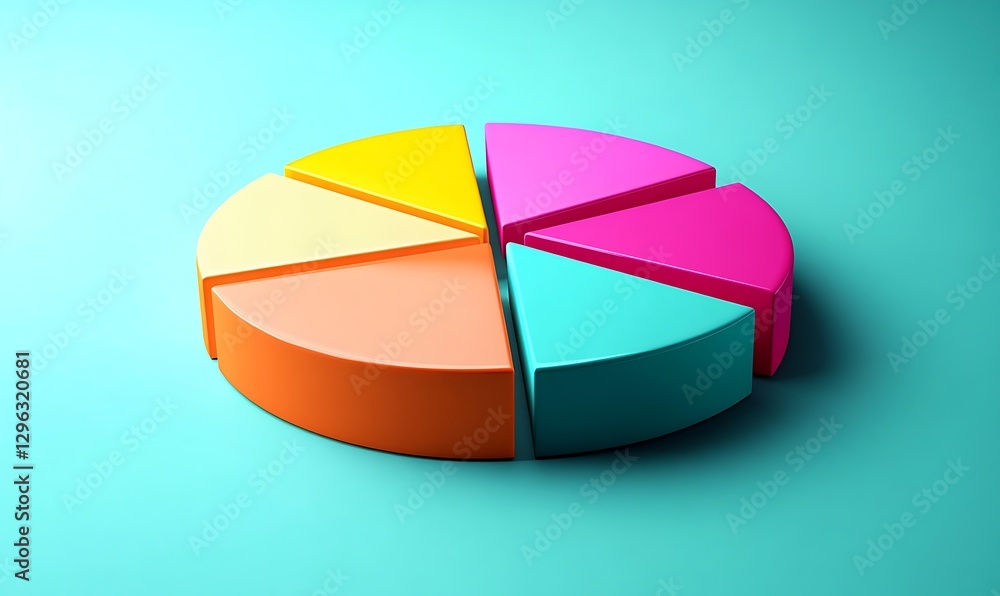 Obraz premium Vibrant 3D Pie Chart on Teal Background 