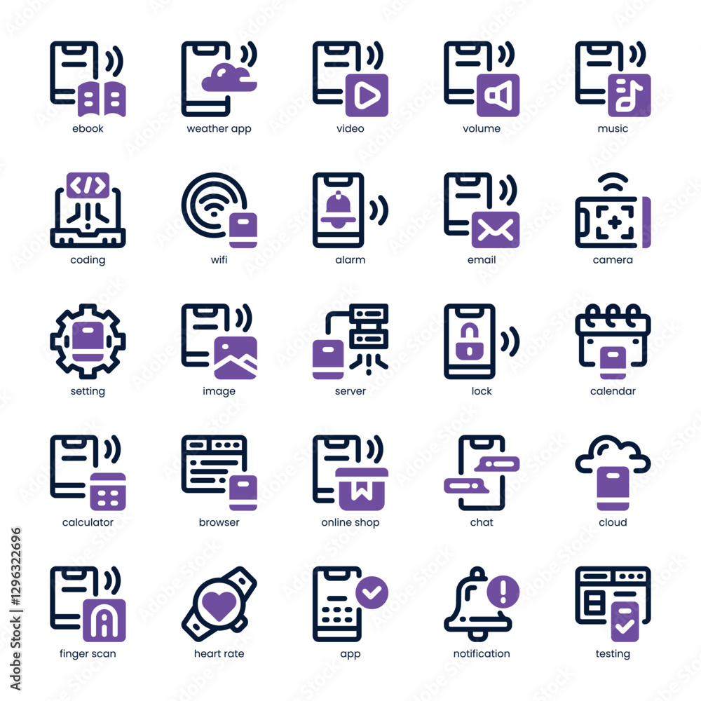 Mobile App Icon pack for your website, mobile, presentation, and logo design. Mobile App Icon dual tone design. Vector graphics illustration and editable stroke. Mobile App Icon pack for your website, mobile, presentation, and logo design. Mobile App Icon dual tone design. Vector graphics illustration and editable stroke.