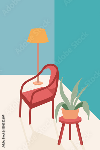 Table and chair in living room