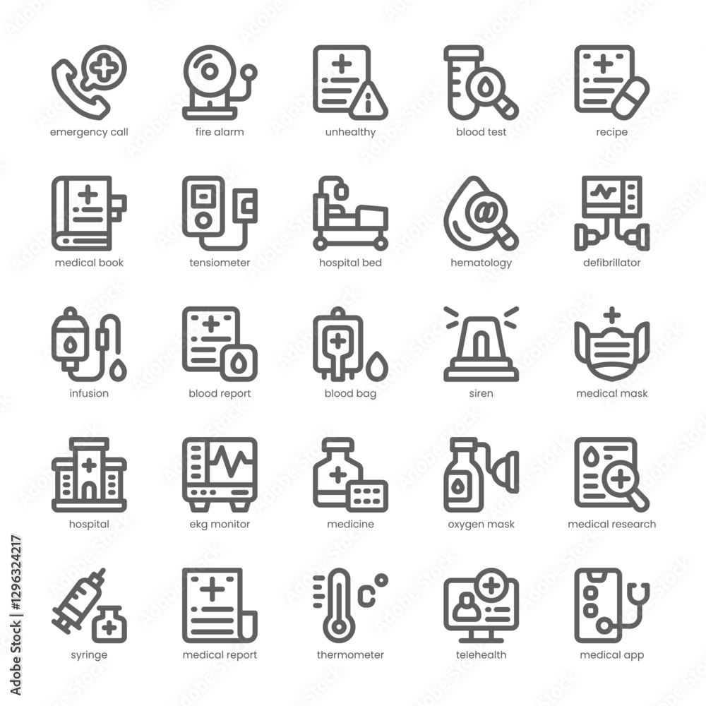 Health Monitoring Icon pack for your website, mobile, presentation, and logo design. Health Monitoring Icon outline design. Vector graphics illustration and editable stroke. Health Monitoring Icon pack for your website, mobile, presentation, and logo design. Health Monitoring Icon outline design. Vector graphics illustration and editable stroke.